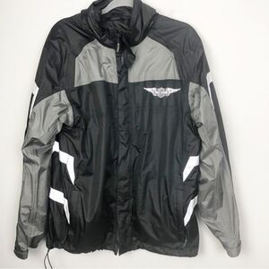 HARLEY DAVIDSON | Black & Gray Windbreaker Motorcycle Jacket Men’s Size Medium